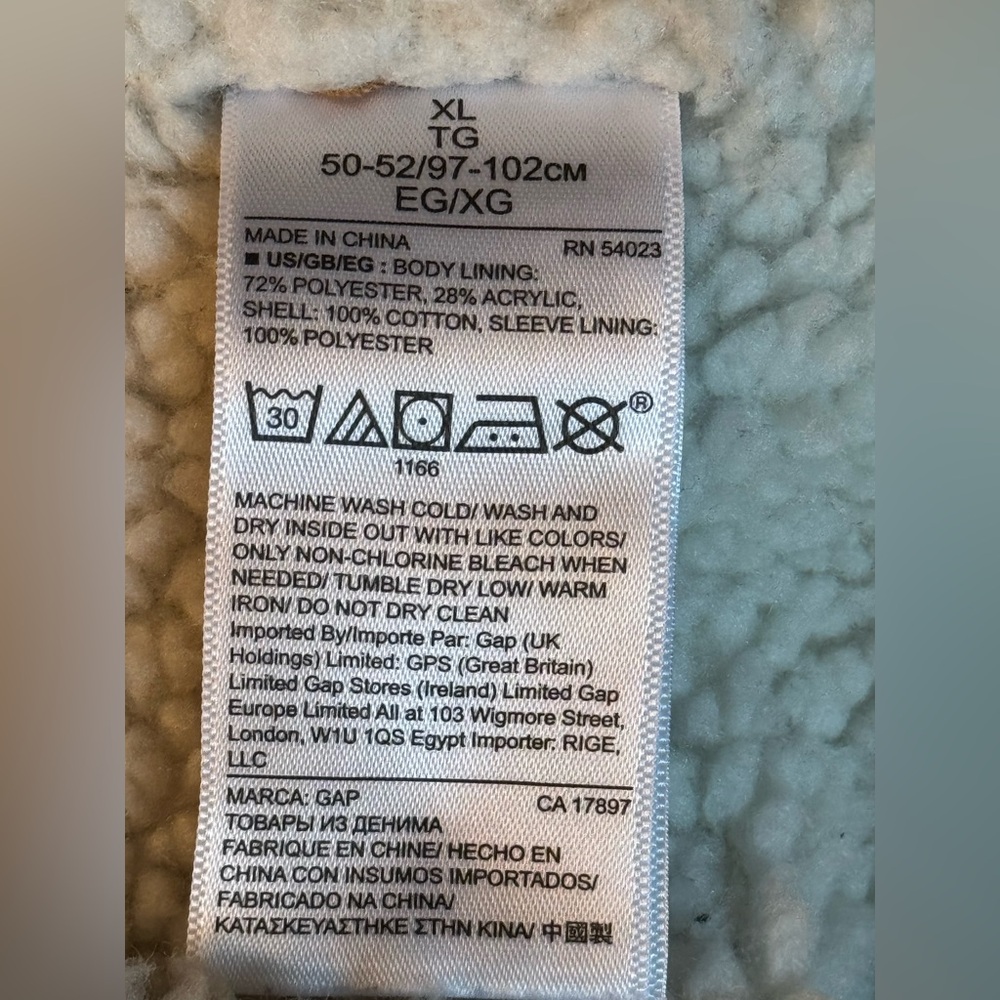 The GAP DENIM Medium Wash RARE Jean Shearling Sherpa Lined Trucker JACKET Sz XL - Picture 8 of 10